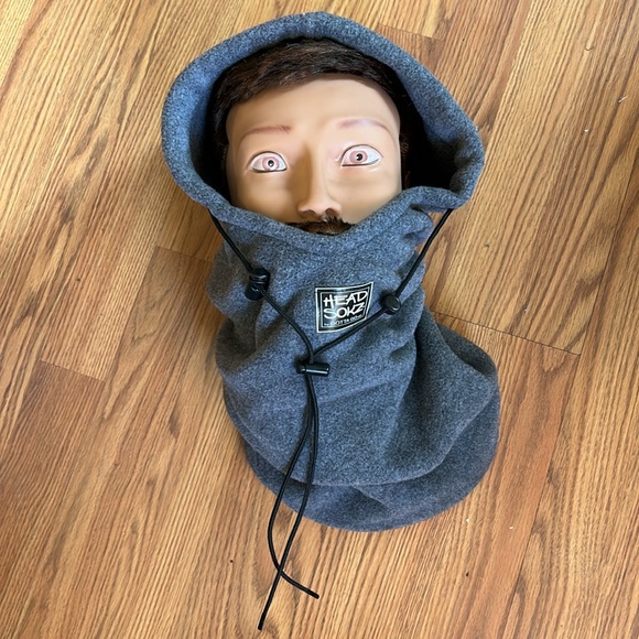 VINTAGE 90’S GOTTA GO HEAD SOKZ GREY FLEECE POLARTEC HOOD HEAD COVER MENS O/S - Picture 8 of 8